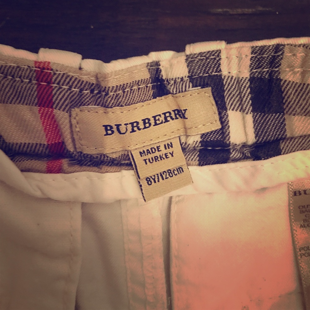 Boys Burberry white shorts